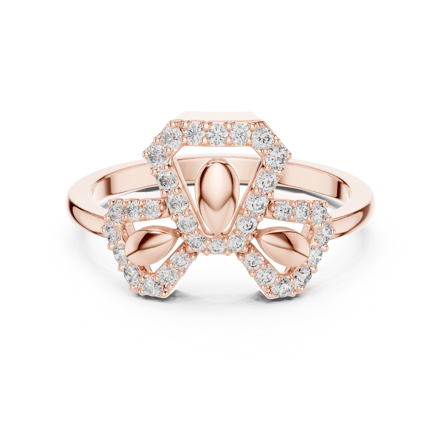 Lab Grown Diamond Geometric Bow Ring in 14K Rose Gold