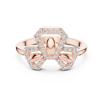 Lab Grown Diamond Geometric Bow Ring in 14K Rose Gold