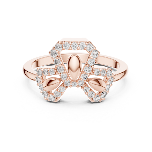Lab Grown Diamond Geometric Bow Ring in 14K Rose Gold
