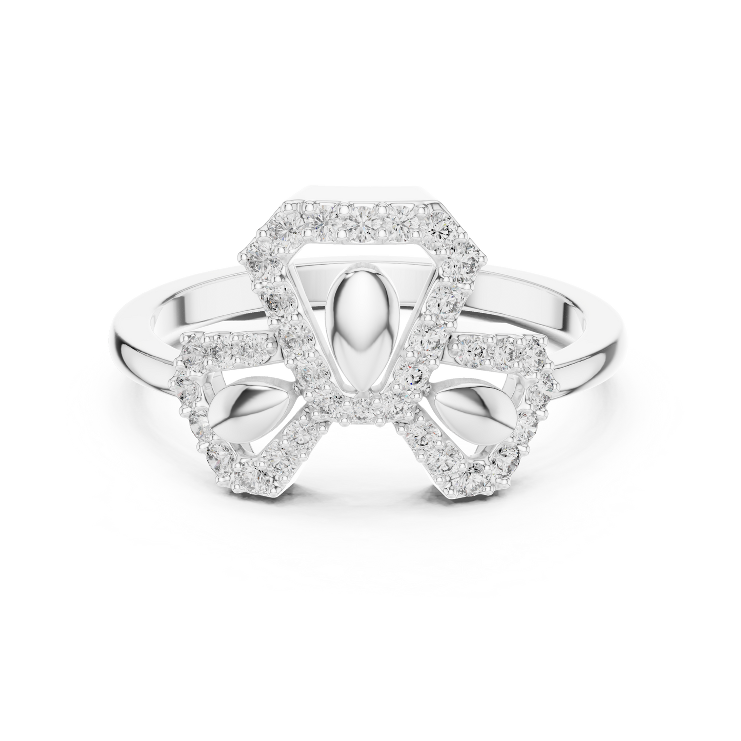 Lab Grown Diamond Geometric Bow Ring in 14K Rose Gold