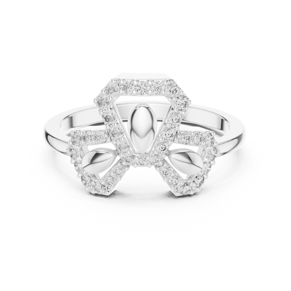 Lab Grown Diamond Geometric Bow Ring in 14K Rose Gold