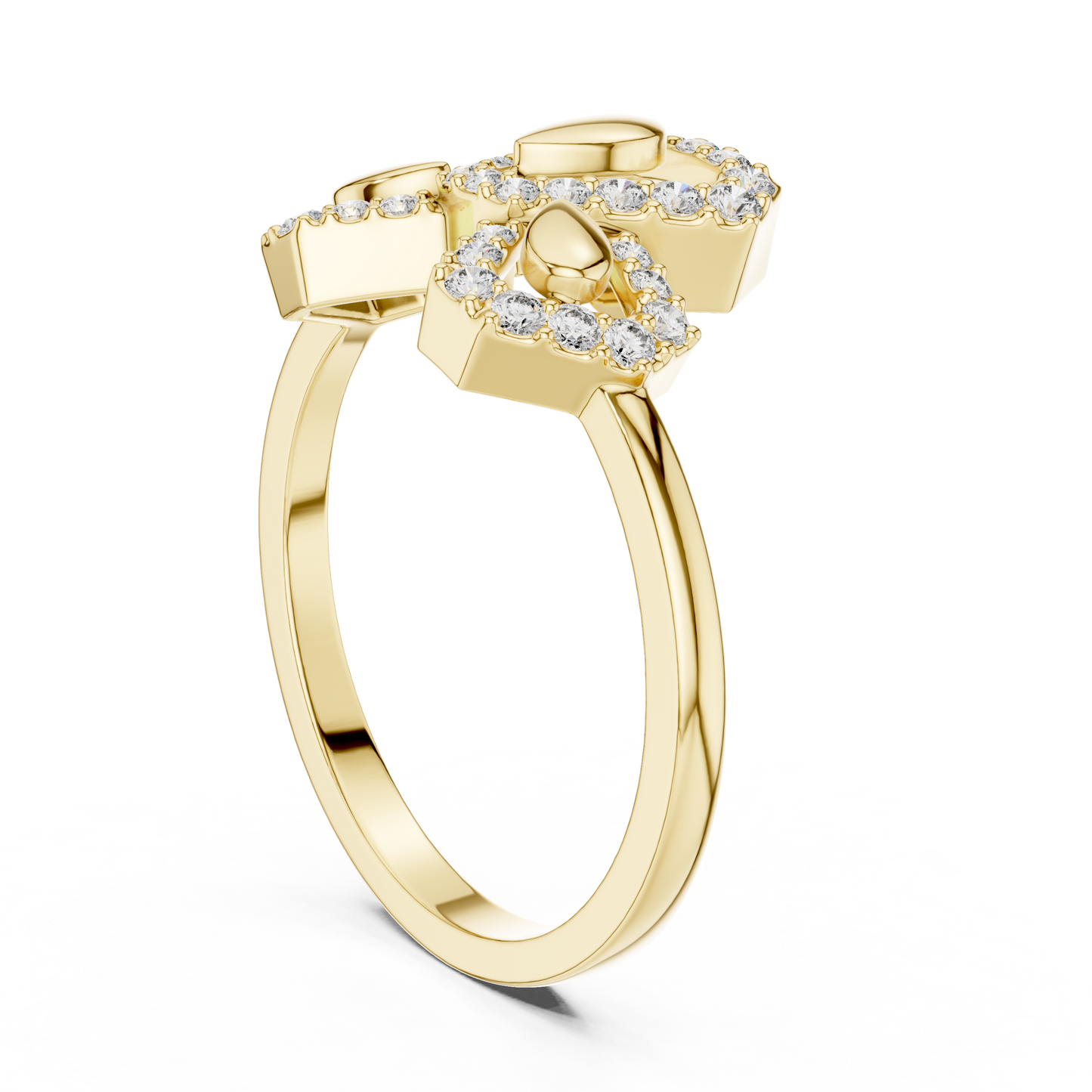 Lab Grown Diamond Geometric Bow Ring in 14K Rose Gold