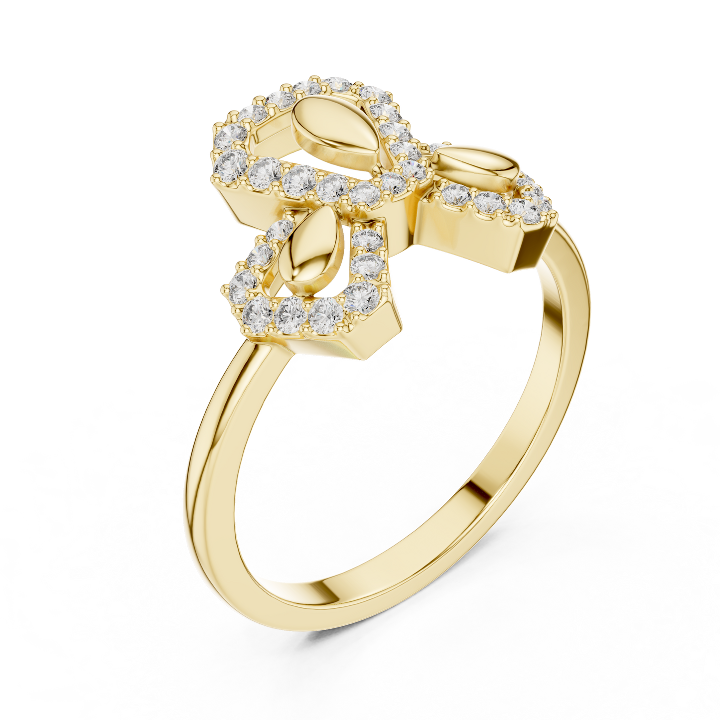 Lab Grown Diamond Geometric Bow Ring in 14K Rose Gold