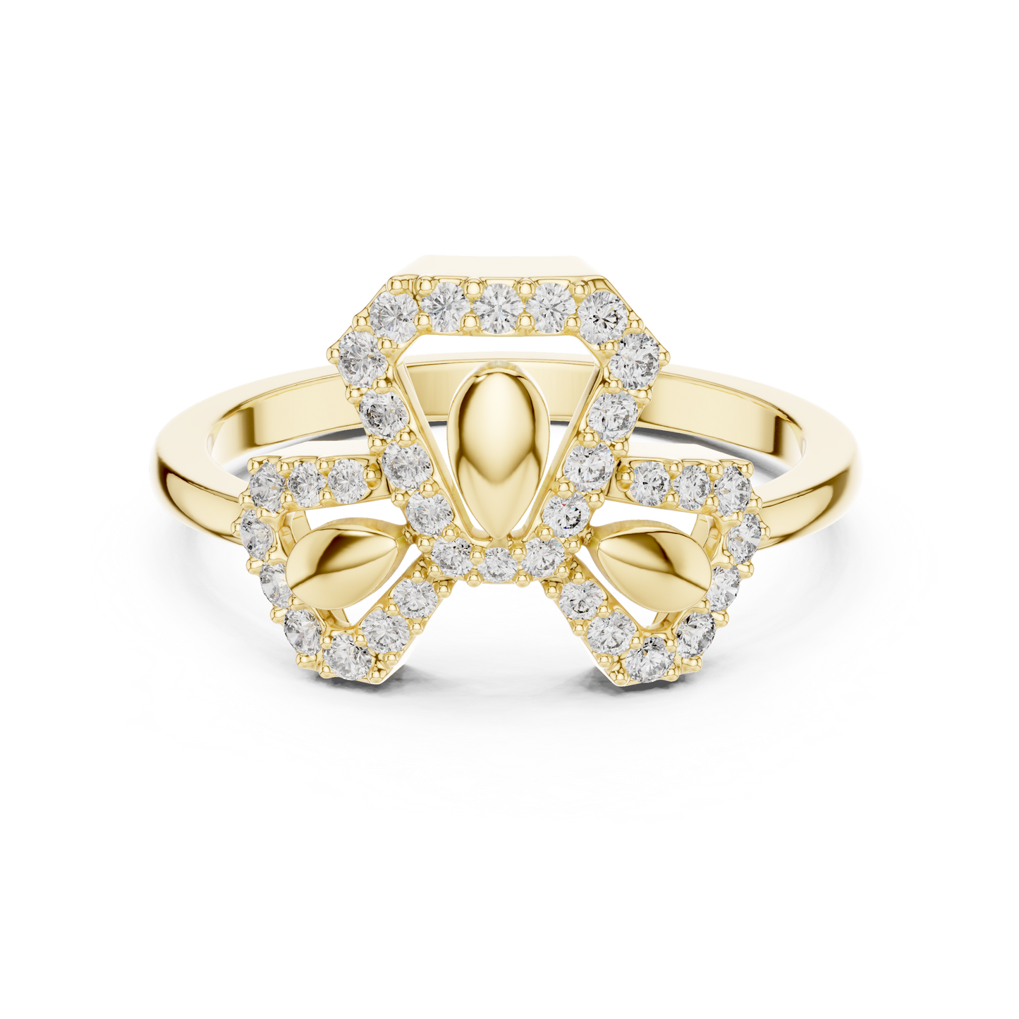 Lab Grown Diamond Geometric Bow Ring in 14K Rose Gold