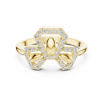 Lab Grown Diamond Geometric Bow Ring in 14K Rose Gold