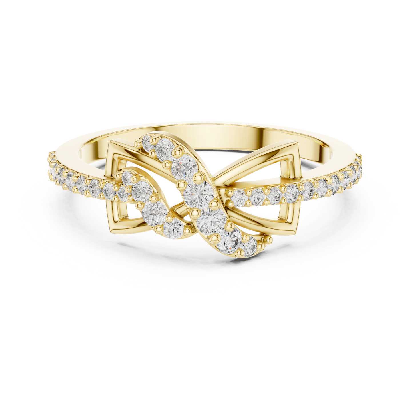 Lab Grown Diamond Butterfly Infinity Ring in 14K Yellow Gold