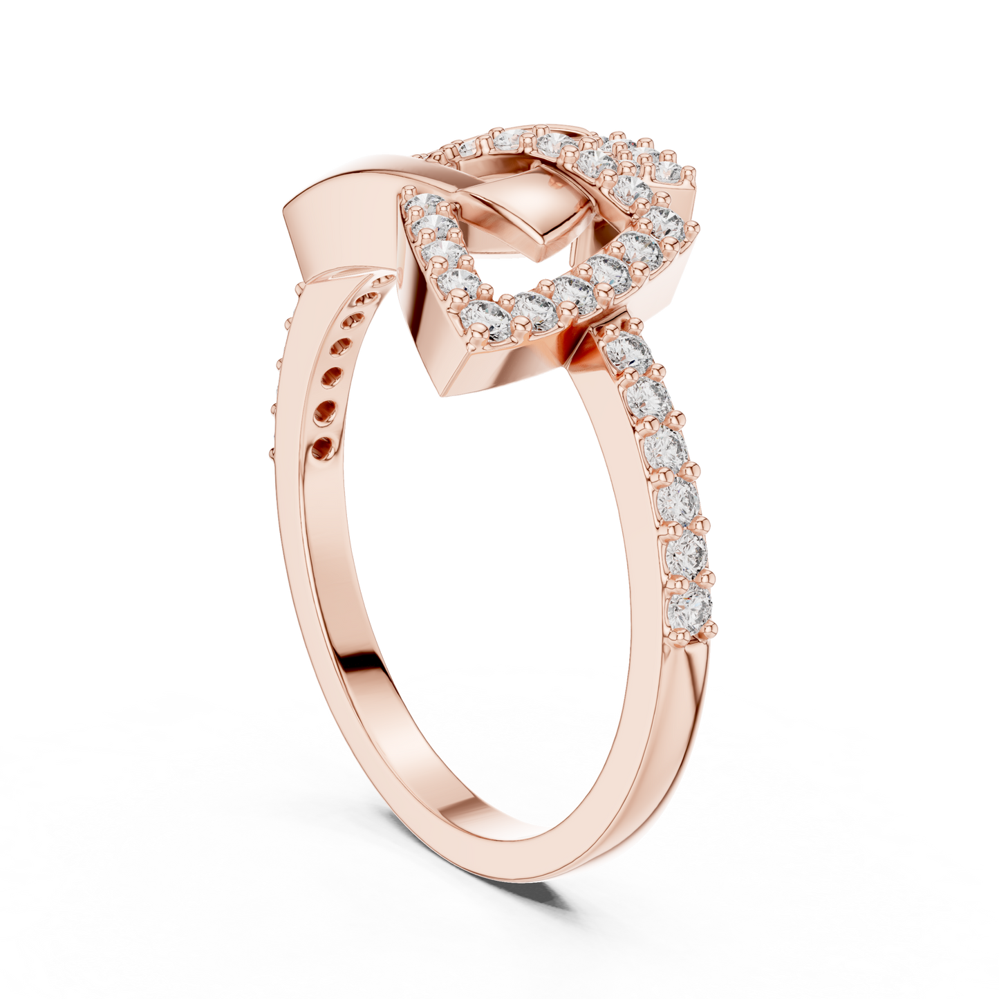 White Gold Round Cut Lab Diamond Triangle Ring