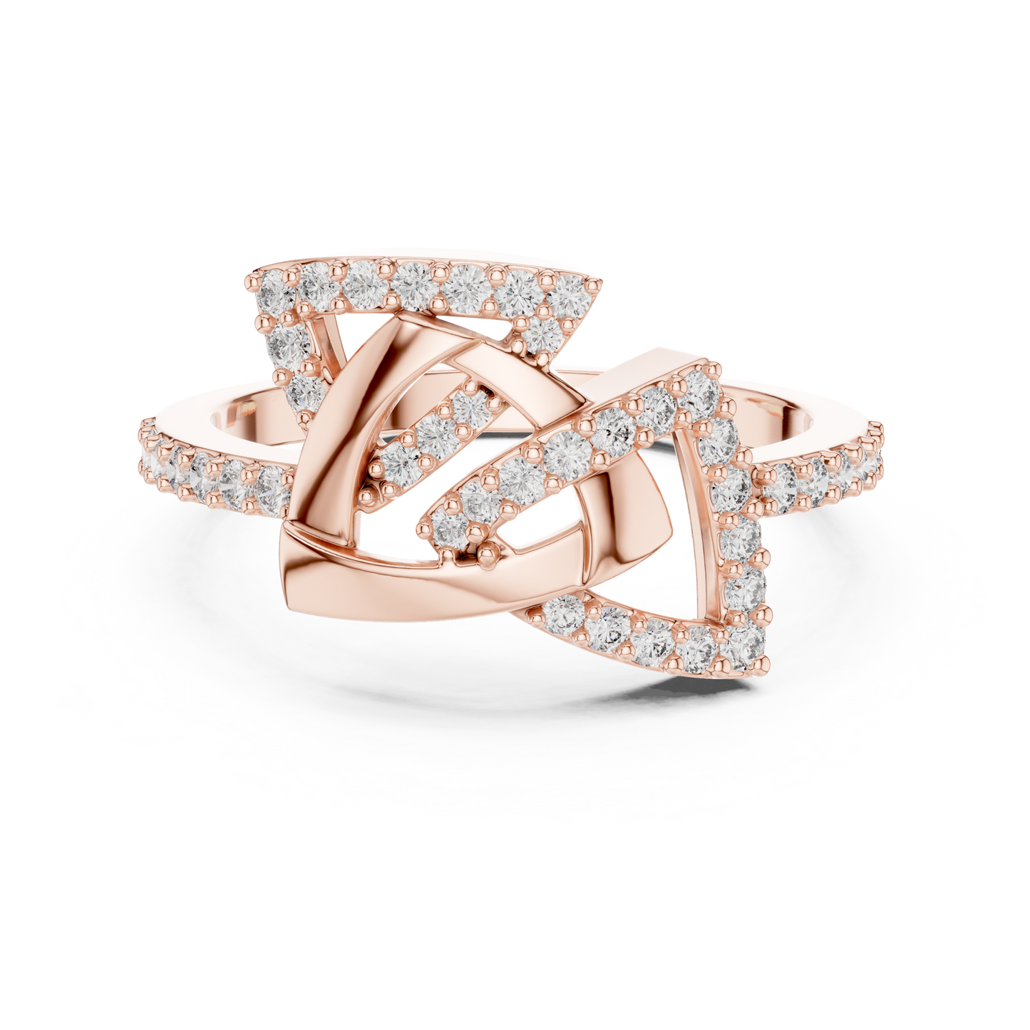 White Gold Round Cut Lab Diamond Triangle Ring