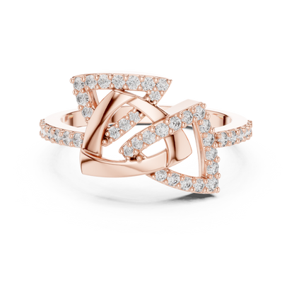 White Gold Round Cut Lab Diamond Triangle Ring
