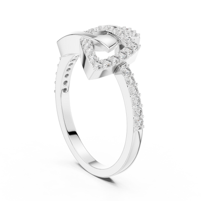 White Gold Round Cut Lab Diamond Triangle Ring