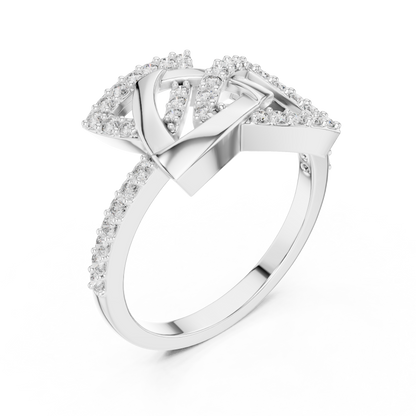 White Gold Round Cut Lab Diamond Triangle Ring