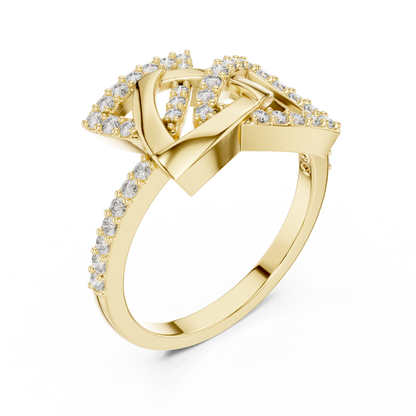 White Gold Round Cut Lab Diamond Triangle Ring