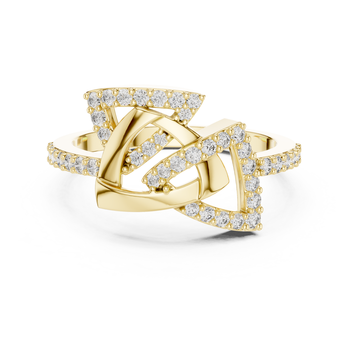 White Gold Round Cut Lab Diamond Triangle Ring