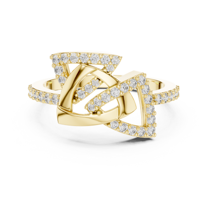 White Gold Round Cut Lab Diamond Triangle Ring