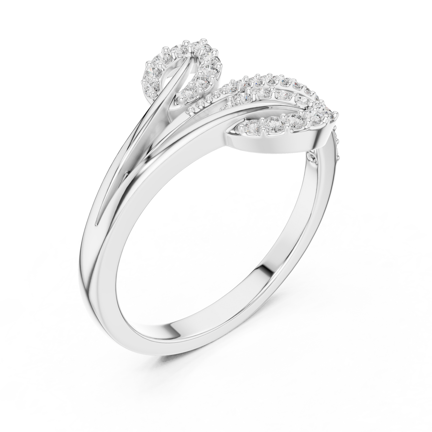 Unique Bypass Floral Lab Grown Diamond Ring