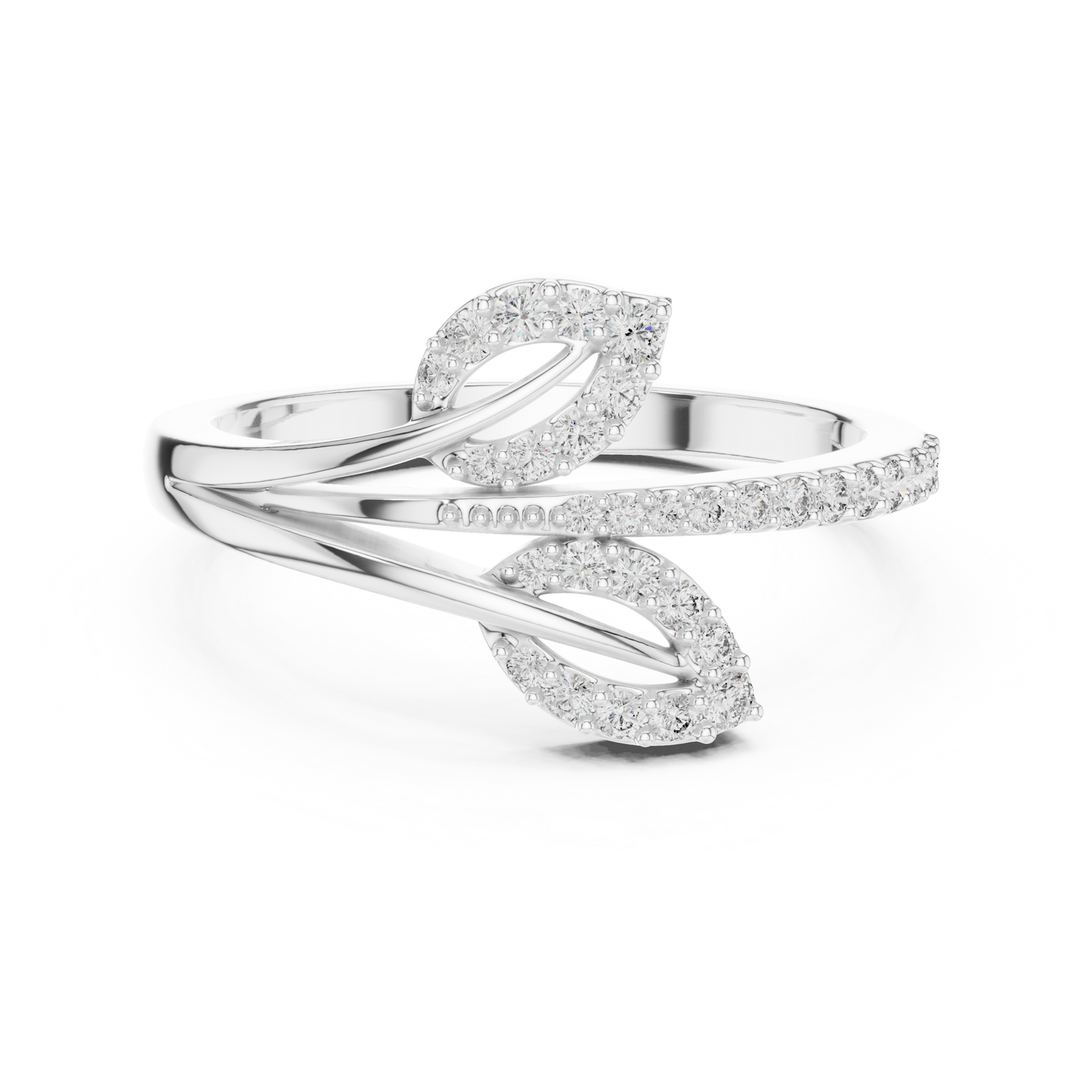 Unique Bypass Floral Lab Grown Diamond Ring