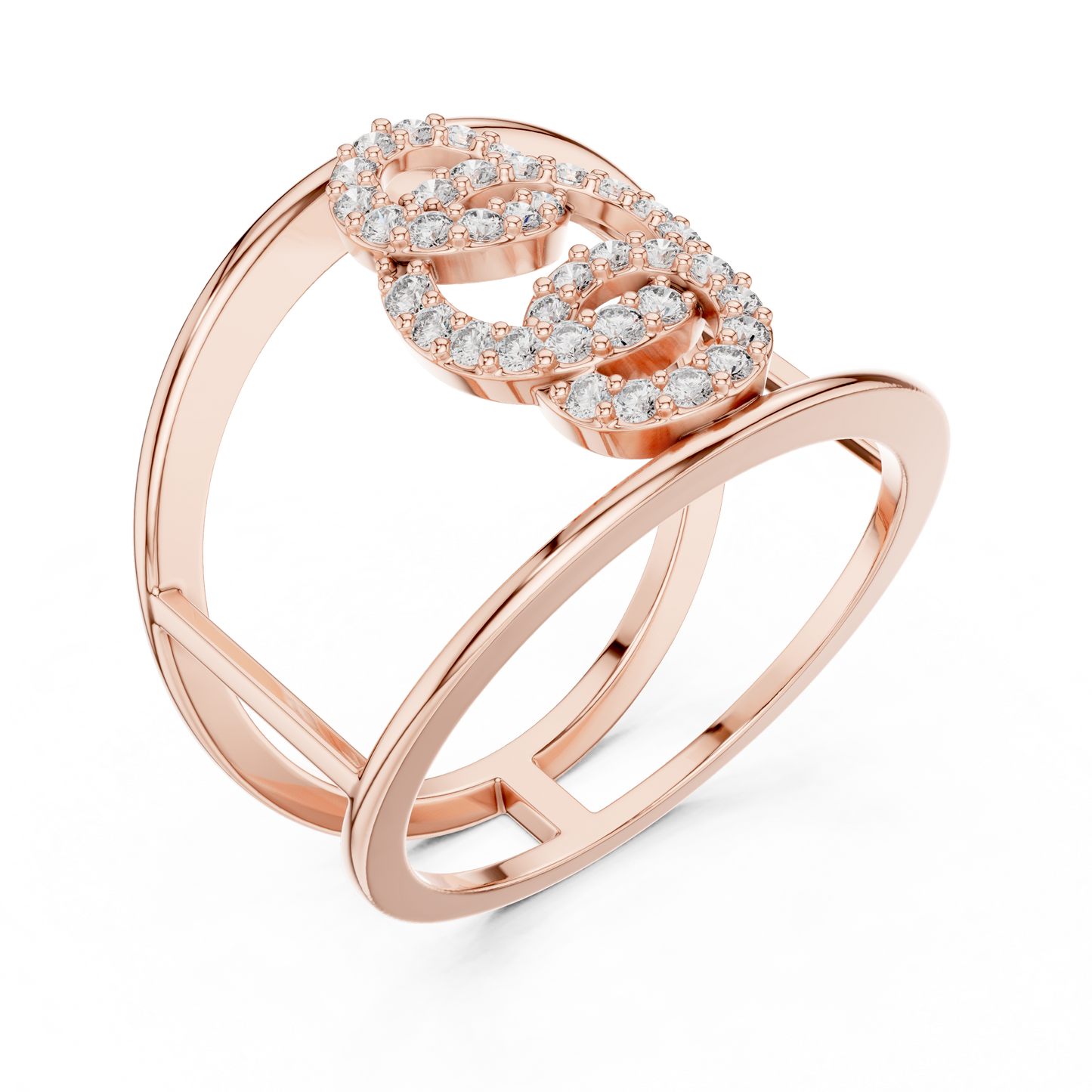 Interlocking Circle Cuff Lab Grown Diamond Ring