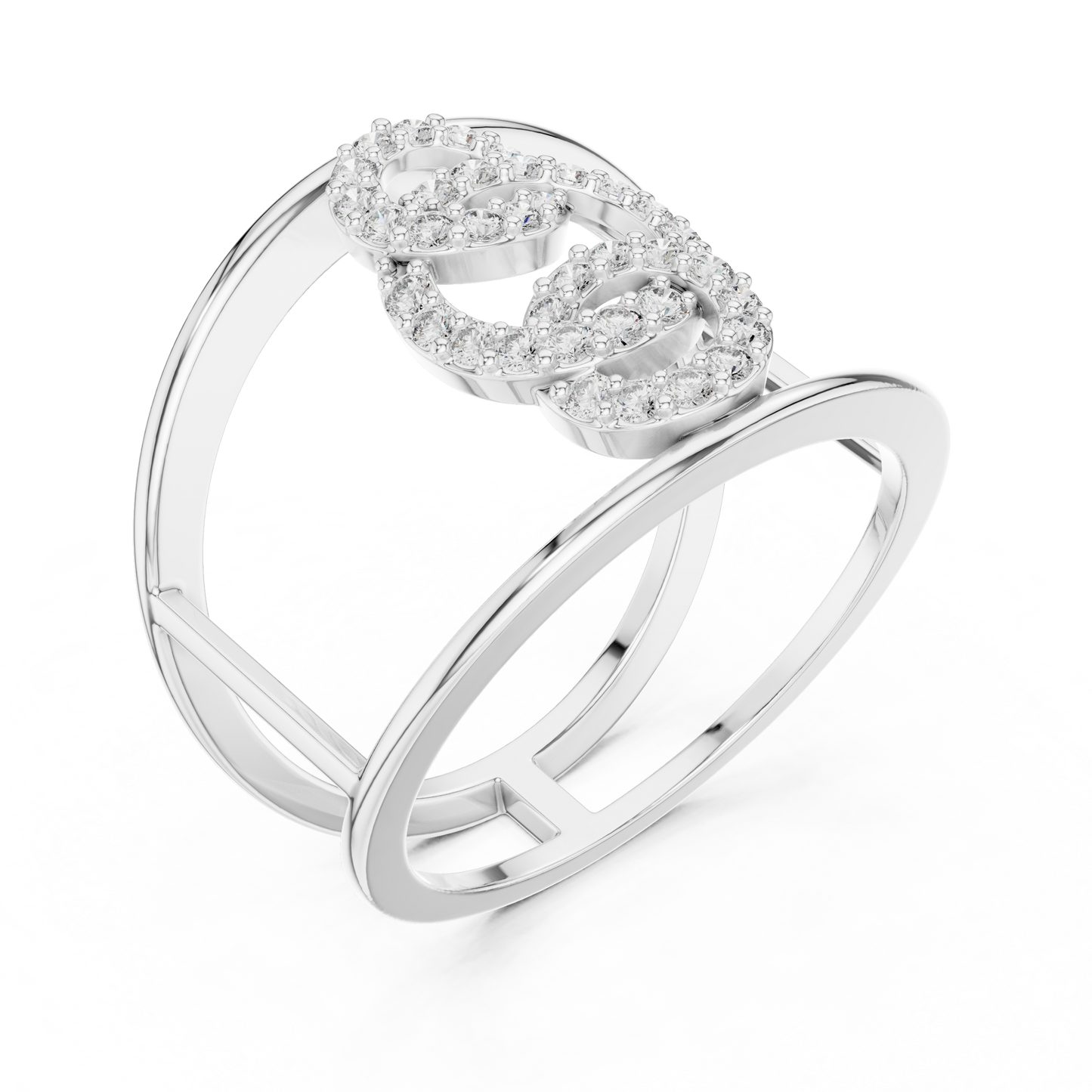 Interlocking Circle Cuff Lab Grown Diamond Ring