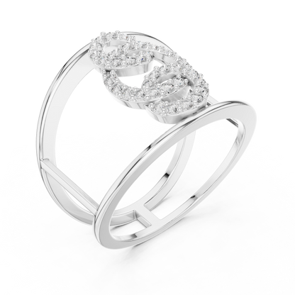 Interlocking Circle Cuff Lab Grown Diamond Ring