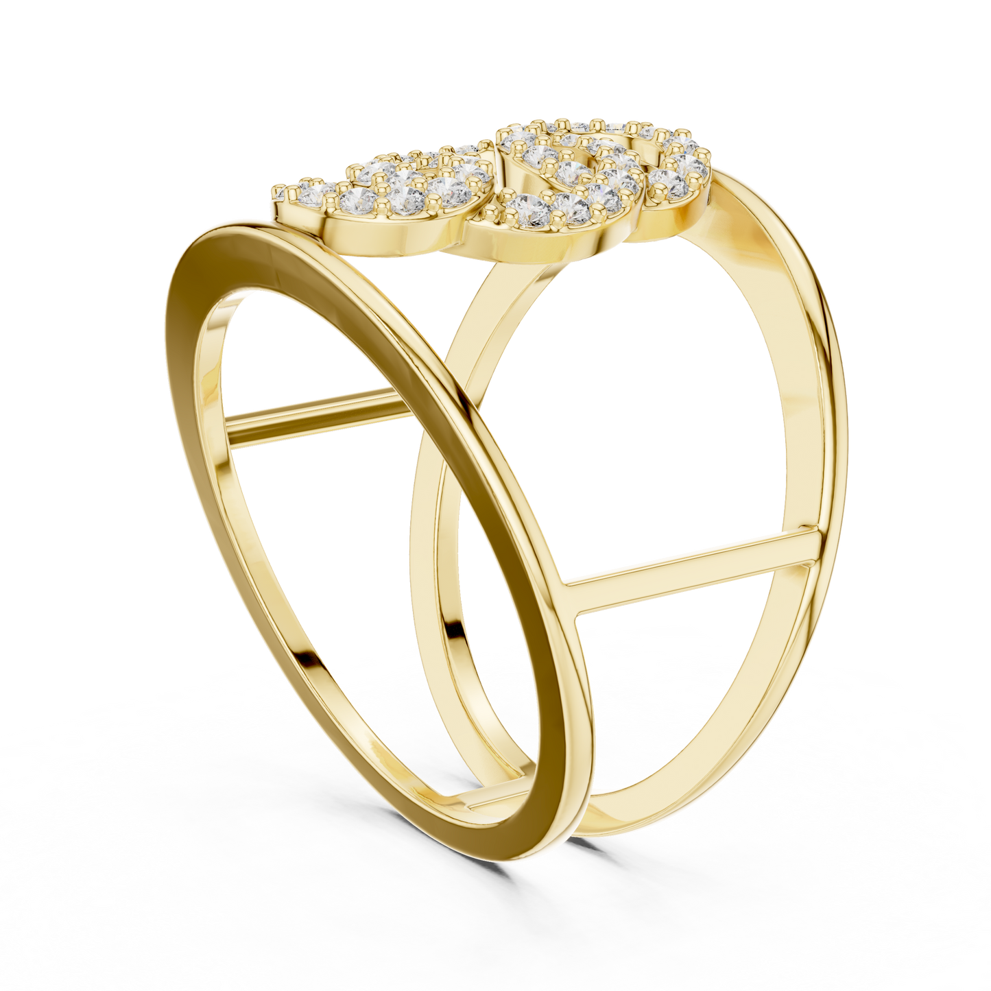 Interlocking Circle Cuff Lab Grown Diamond Ring