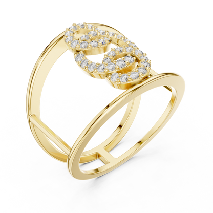 Interlocking Circle Cuff Lab Grown Diamond Ring
