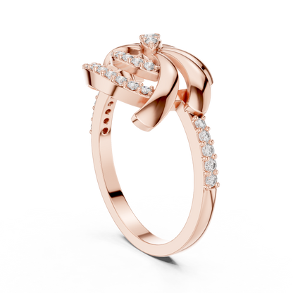 White Gold Round Cut Lab Grown Diamond Swirl Ring