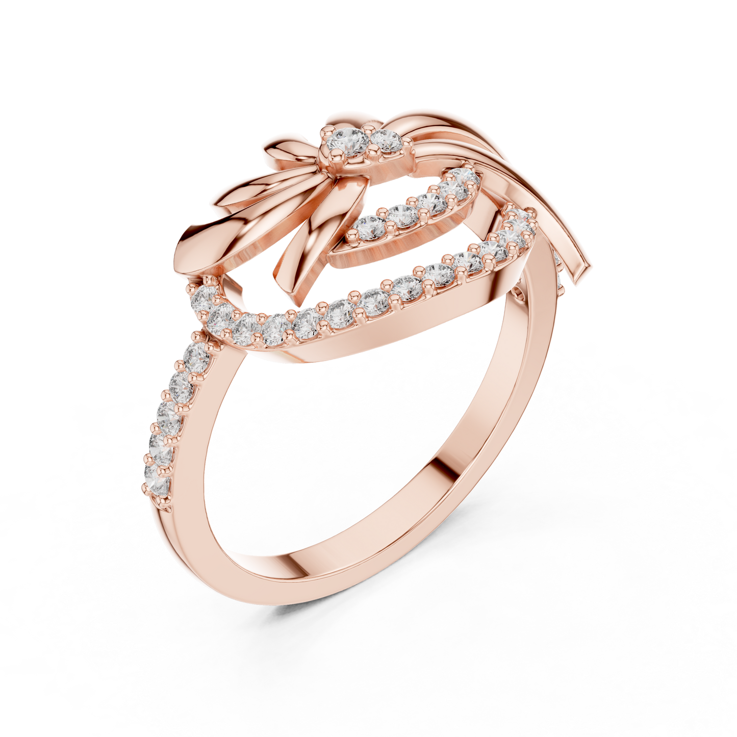 White Gold Round Cut Lab Grown Diamond Swirl Ring