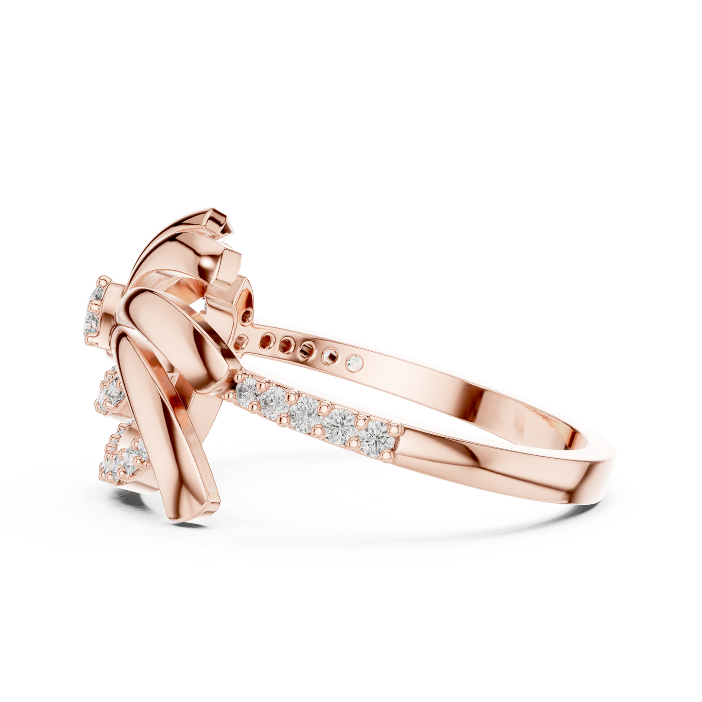 White Gold Round Cut Lab Grown Diamond Swirl Ring