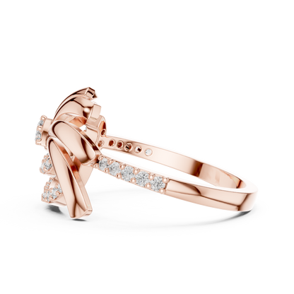 White Gold Round Cut Lab Grown Diamond Swirl Ring