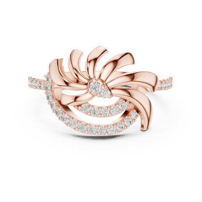 White Gold Round Cut Lab Grown Diamond Swirl Ring