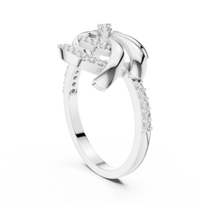 White Gold Round Cut Lab Grown Diamond Swirl Ring