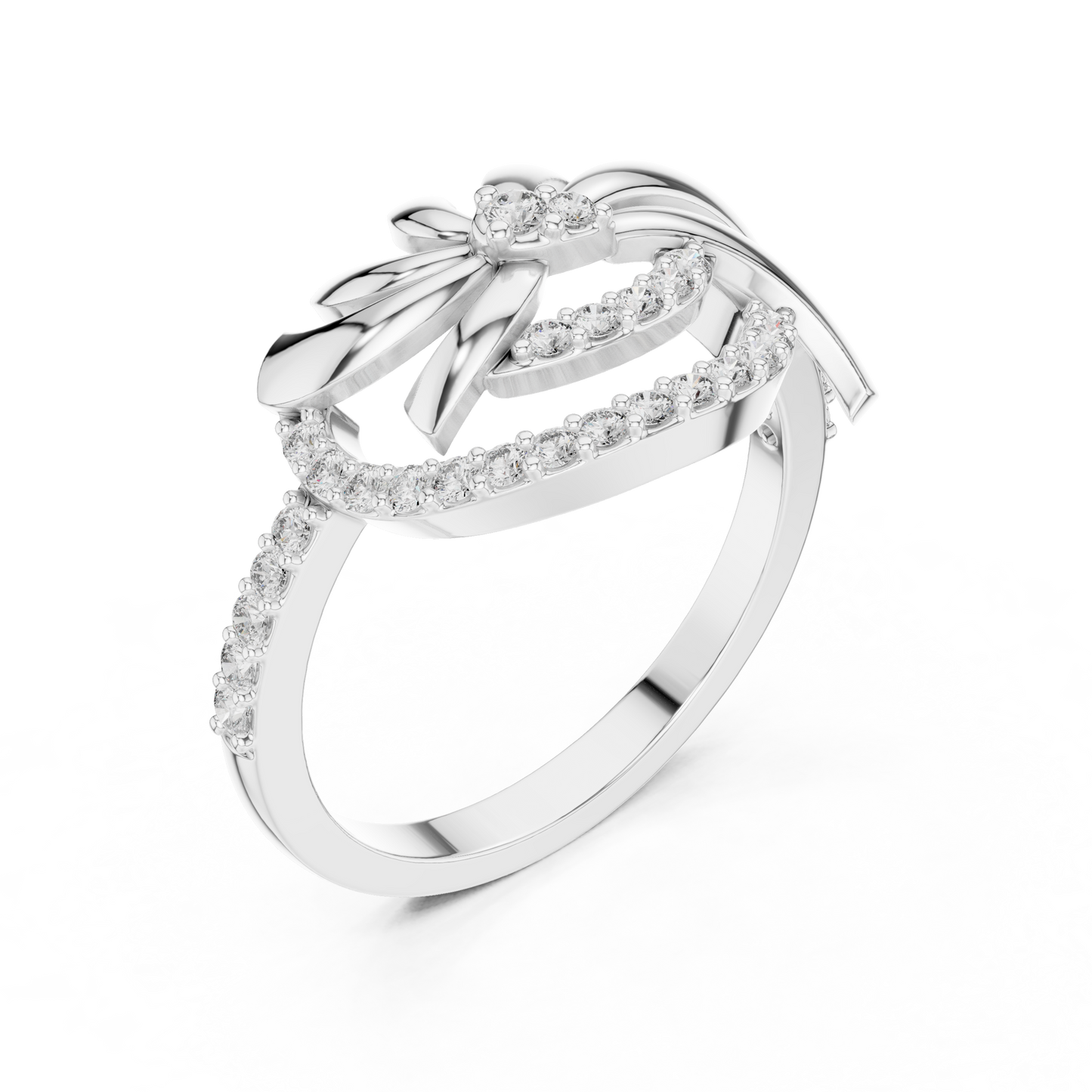 White Gold Round Cut Lab Grown Diamond Swirl Ring