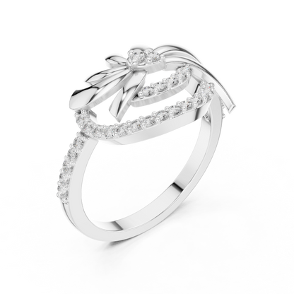 White Gold Round Cut Lab Grown Diamond Swirl Ring