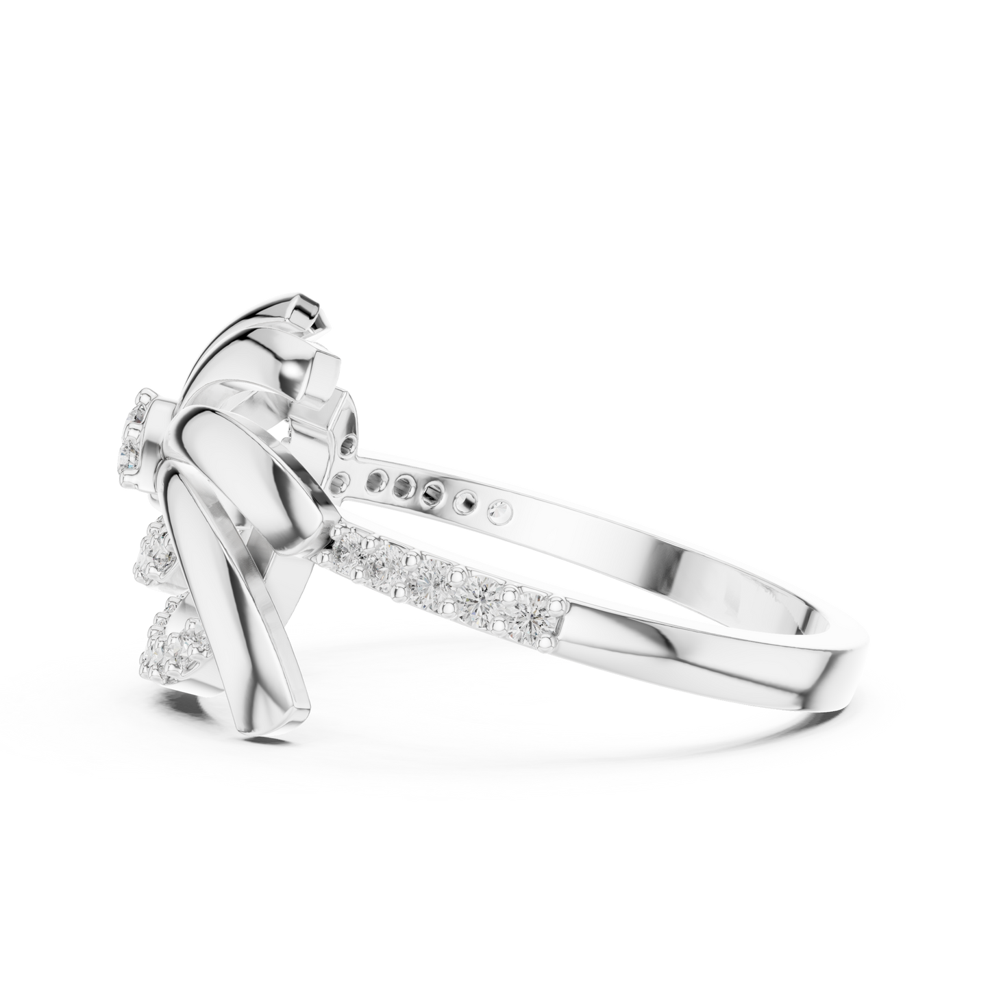 White Gold Round Cut Lab Grown Diamond Swirl Ring