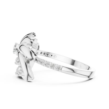 White Gold Round Cut Lab Grown Diamond Swirl Ring