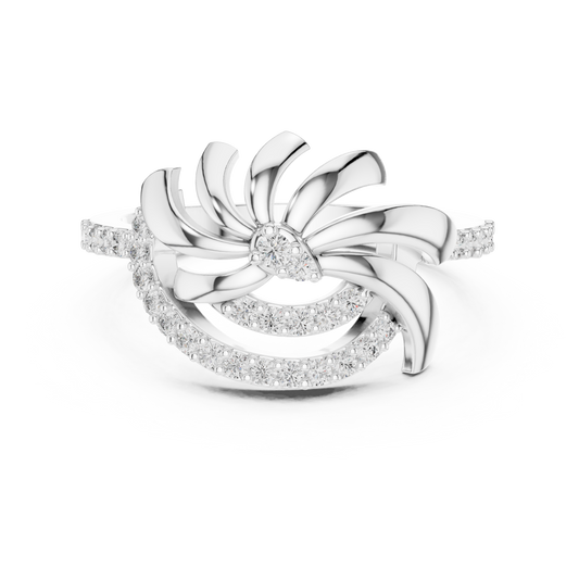White Gold Round Cut Lab Grown Diamond Swirl Ring