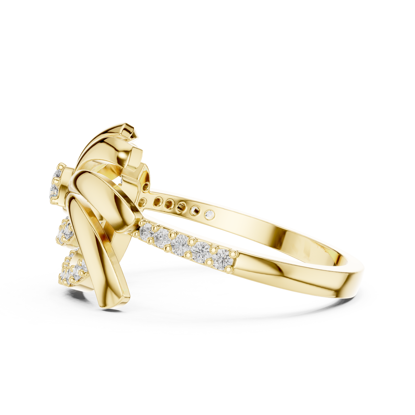 White Gold Round Cut Lab Grown Diamond Swirl Ring