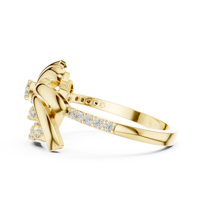 White Gold Round Cut Lab Grown Diamond Swirl Ring