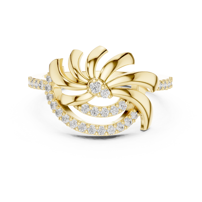 White Gold Round Cut Lab Grown Diamond Swirl Ring