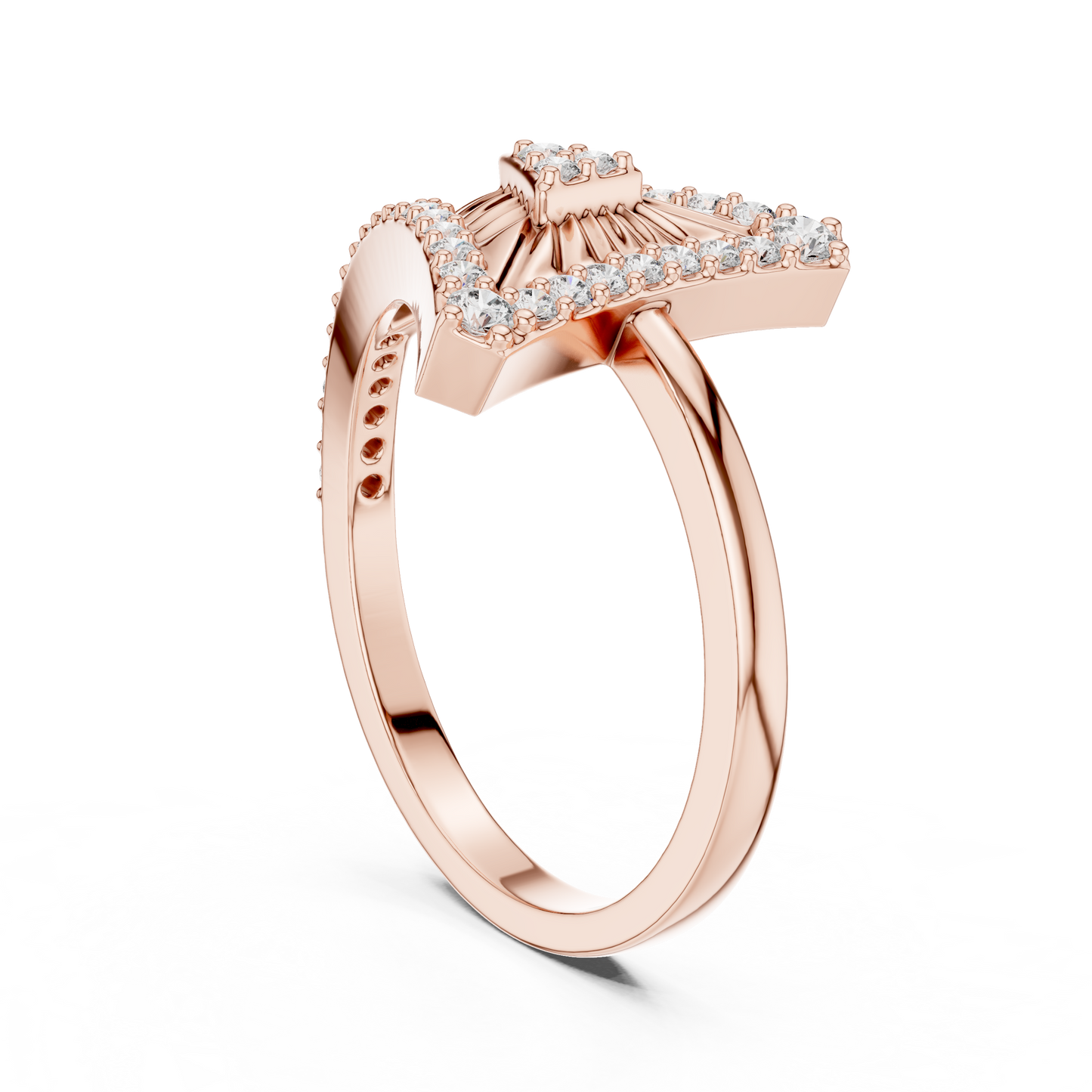 Lab Grown Diamond Geometric Triangle Ring in 14K Rose Gold