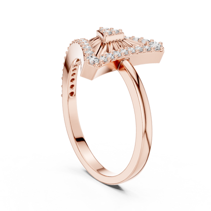 Lab Grown Diamond Geometric Triangle Ring in 14K Rose Gold