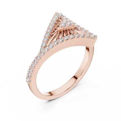Lab Grown Diamond Geometric Triangle Ring in 14K Rose Gold