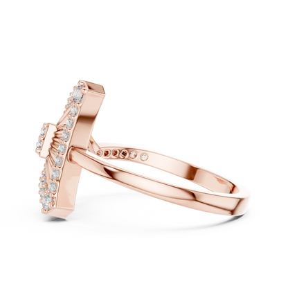 Lab Grown Diamond Geometric Triangle Ring in 14K Rose Gold
