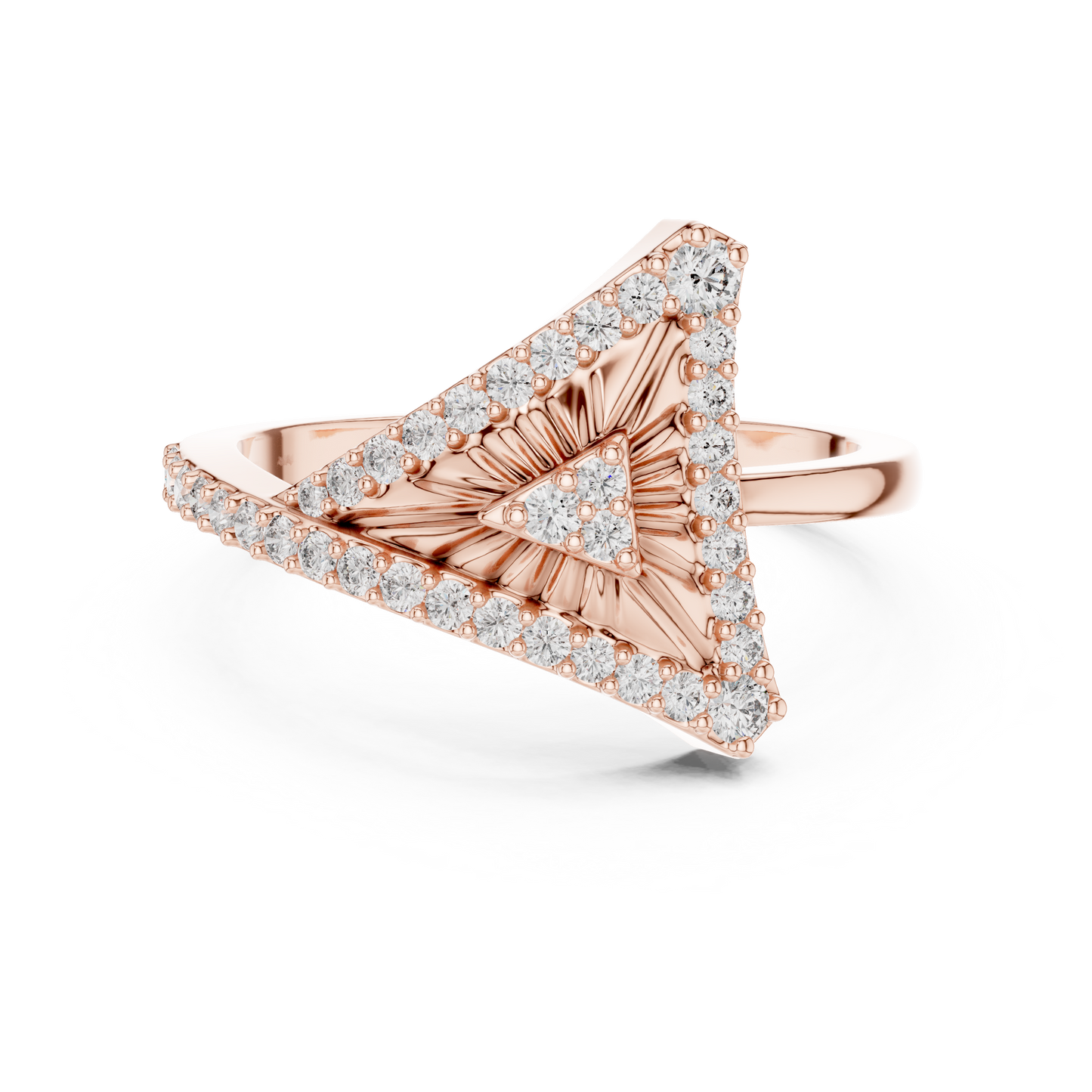 Lab Grown Diamond Geometric Triangle Ring in 14K Rose Gold