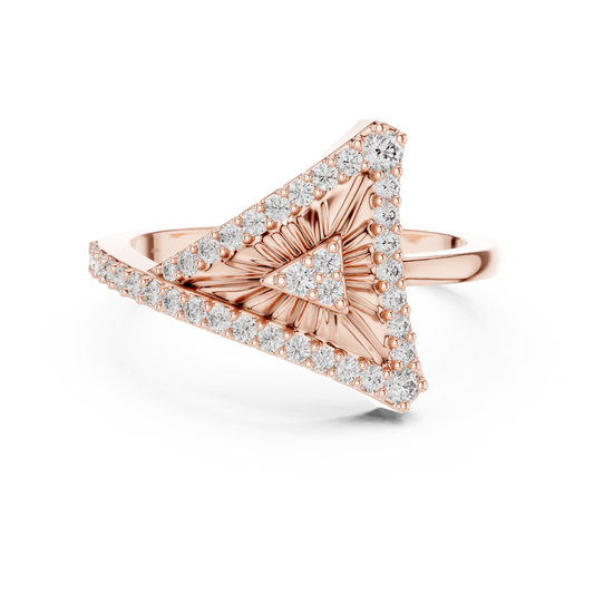 Lab Grown Diamond Geometric Triangle Ring in 14K Rose Gold