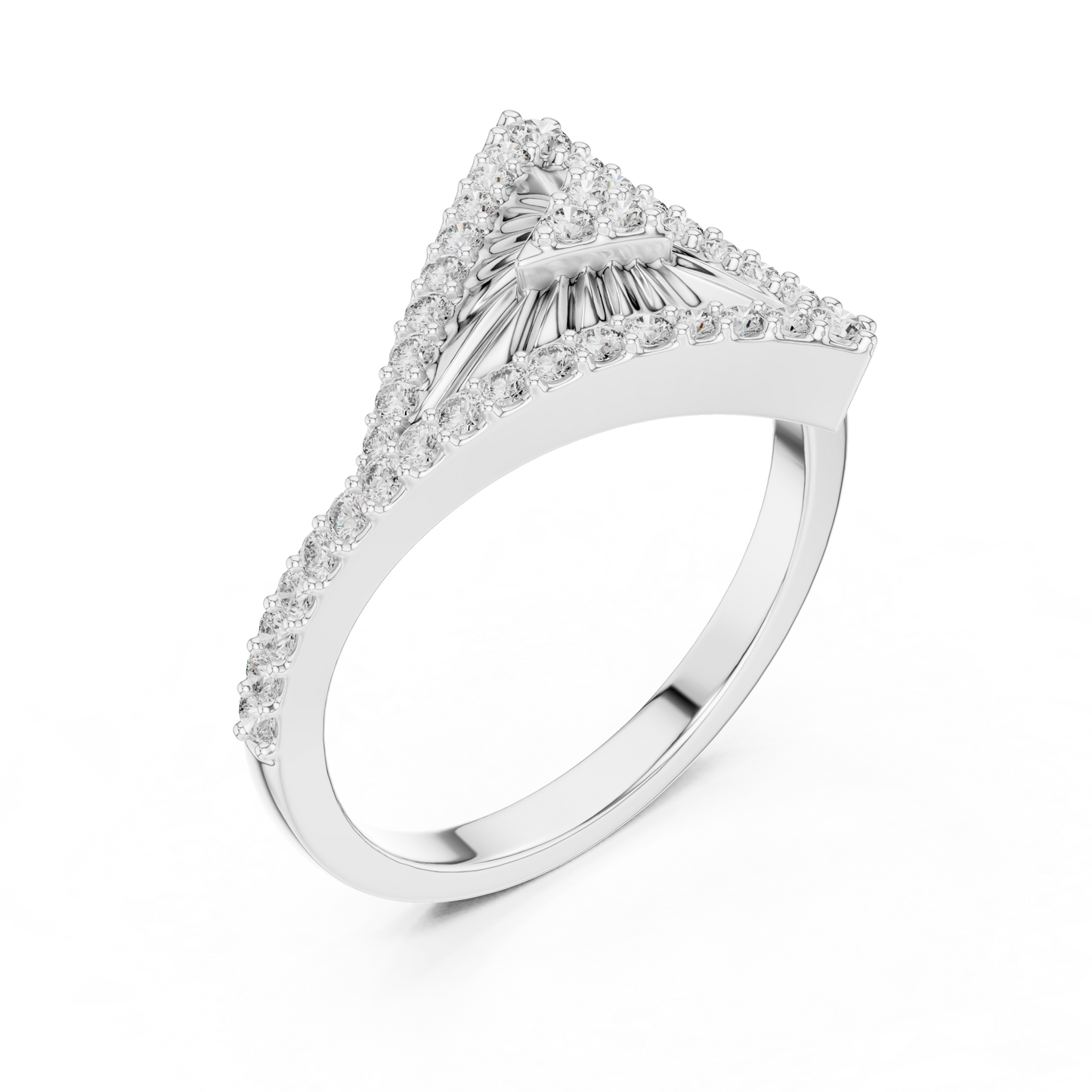 Lab Grown Diamond Geometric Triangle Ring in 14K Rose Gold