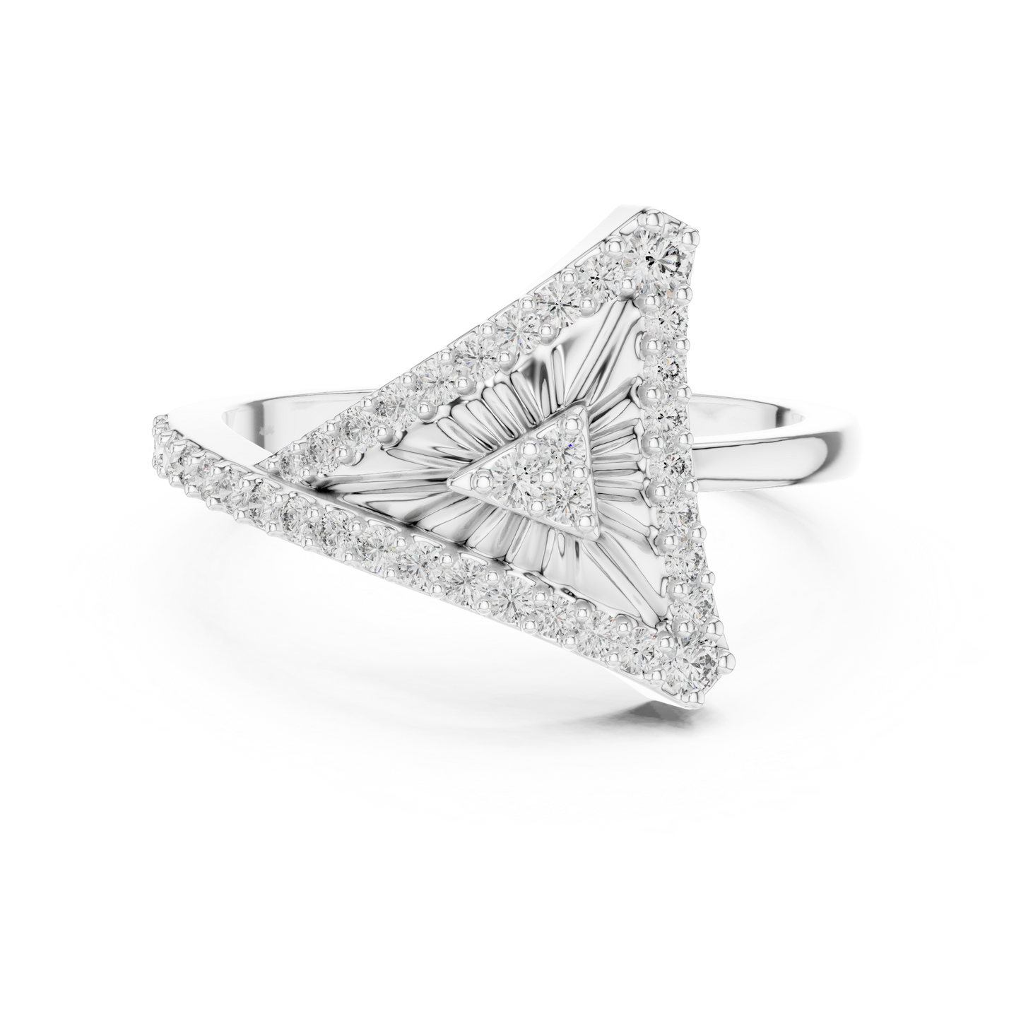 Lab Grown Diamond Geometric Triangle Ring in 14K Rose Gold