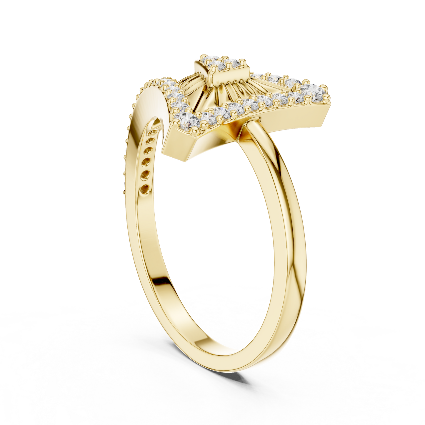 Lab Grown Diamond Geometric Triangle Ring in 14K Rose Gold