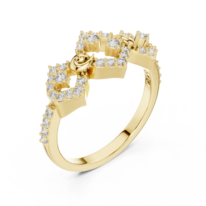 Lab Grown Diamond Geometric Rhombus Ring in 14K Yellow Gold
