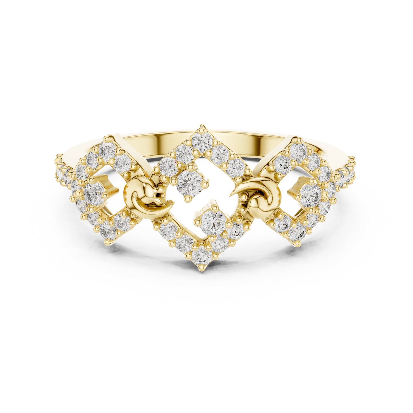 Lab Grown Diamond Geometric Rhombus Ring in 14K Yellow Gold